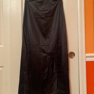 Black slip skirt with lace slit near the bottom